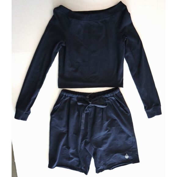 Free People Movement OB2191310 Women's Sz L Blue Hot Shot Easy 2 Piece Set - Picture 2 of 10